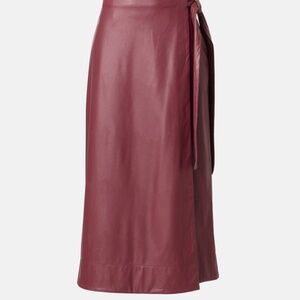TOCCIN X RTR Burgundy Faux Leather Wrap Skirt, L